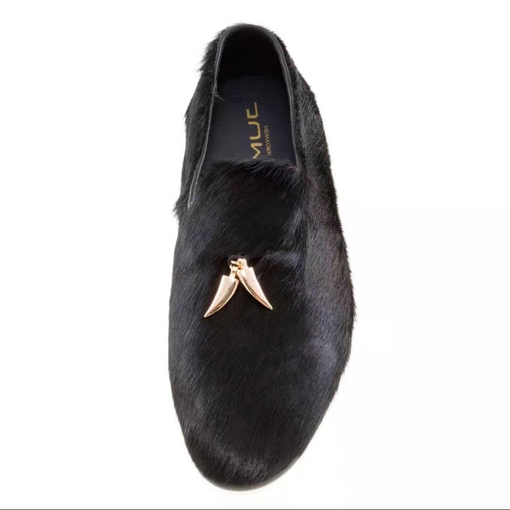 NEW Men’s black fur loafer